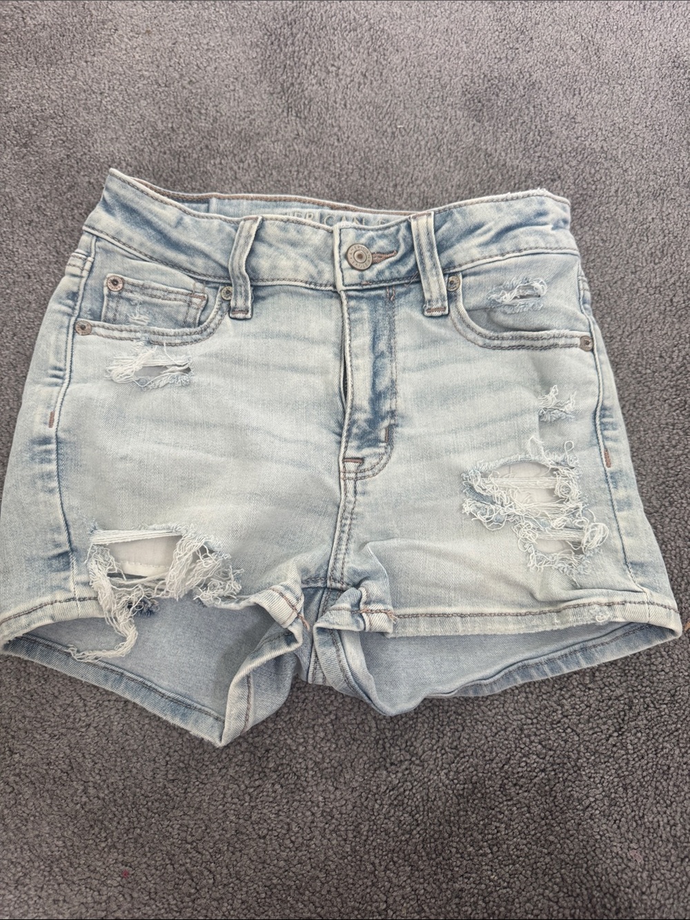 American Eagle Outfitters Light Blue Distressed Denim Shorts